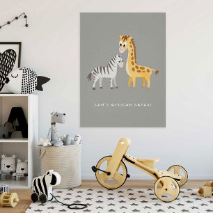 Poster de la Giraffe Cute et Zebra Wild Animal
