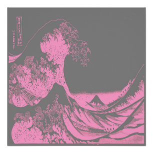 Poster de la Grande Vague rose et gris