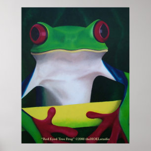 Poster de la grenouille de l'arbre rouge