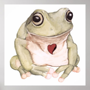 Poster de la grenouille verte dessinée à la main