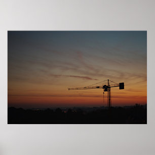 Poster de la grue du coucher du soleil