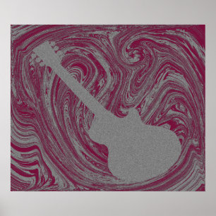 Poster de la guitare Grunge, rose foncé