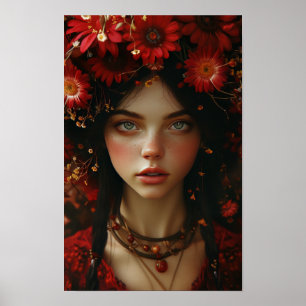 Poster de la jeune femme stylé de la Couronne de f