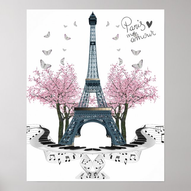 Poster de la jolie tour Eiffel Paris Amour (Devant)