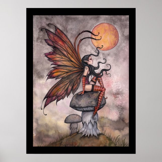 Poster de la lune jaune Automne Fée Imprimer (Devant)