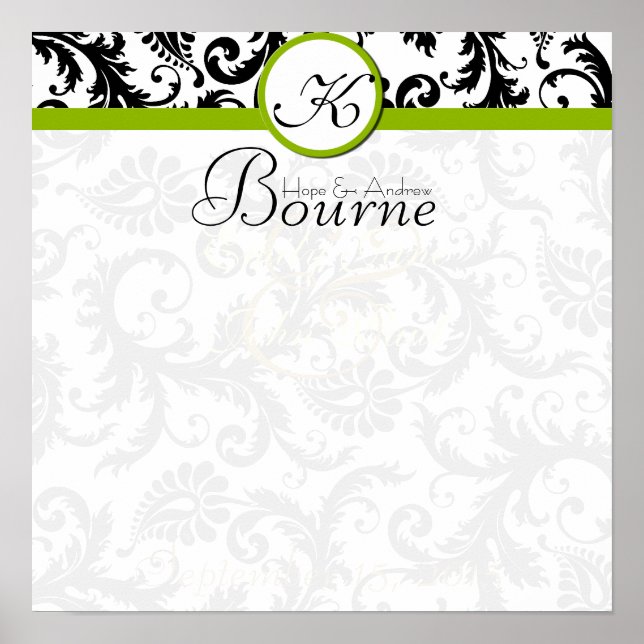 Poster de la mariée et de la chambre Damask Swirl  (Devant)