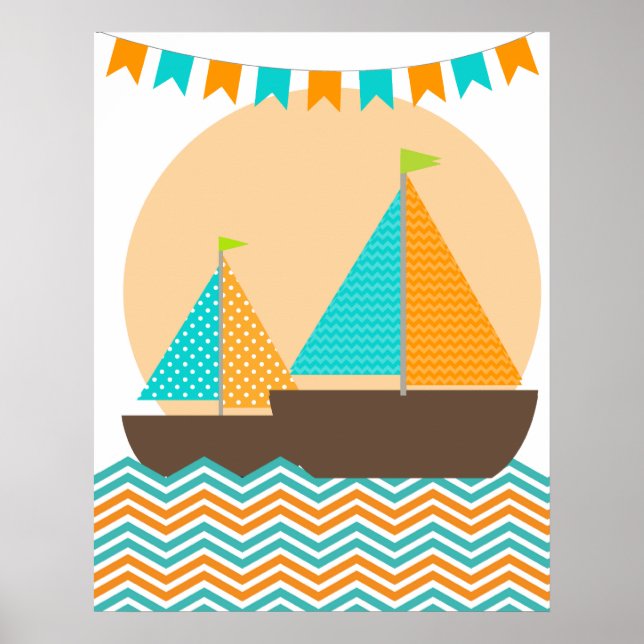 Poster de la Nautique Orange et Turquoise (Devant)