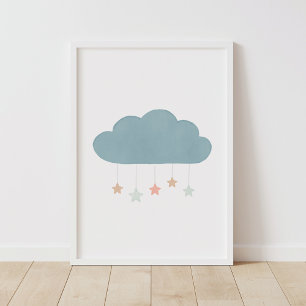 Poster de la Nursery Pastel Watercolor Cloud et St