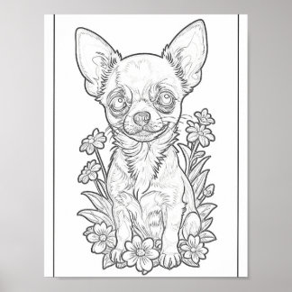Poster De La Page De Coloration Du Chihuahua Avec