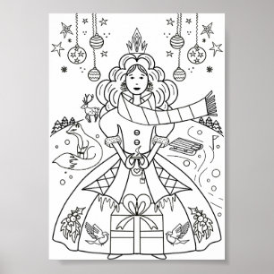 Poster de la page de coloriage de Noël en hiver