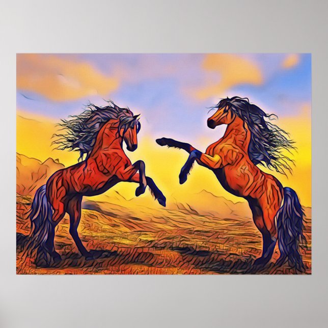 Poster de la paire de chevaux (Devant)