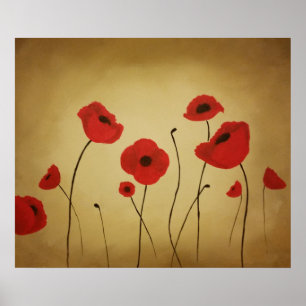 Poster de la peinture sur le pavot rouge