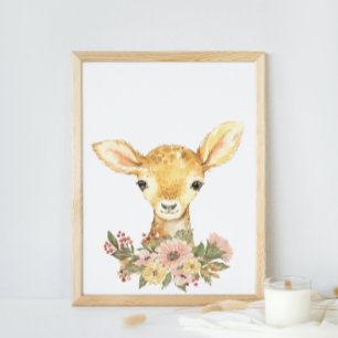 Poster de la pépinière de cerfs d'aquarelle
