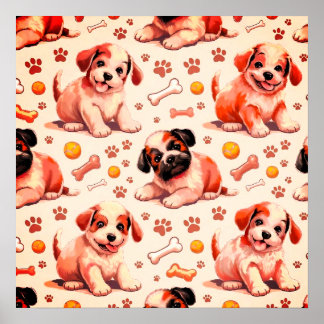 Poster de la pépinière de chiots mignons