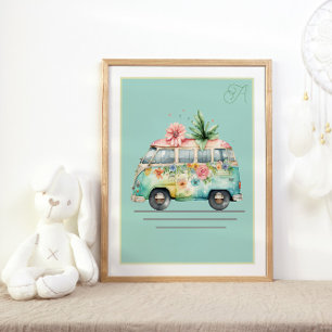 Poster de la pépinière Pastel Watercolor Bus