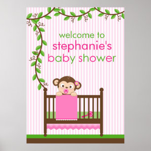 Poster de la petite singe dans un Baby shower de f