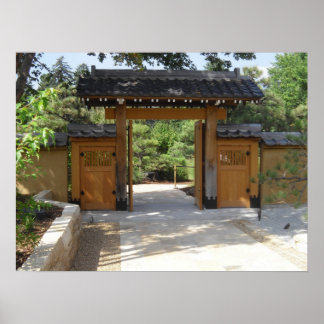 Poster de la porte de jardin près des jardins japo