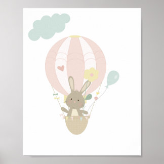 Poster de la pouponnière de lapin mignonne en rose