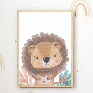Poster de la pouponnière Lion Animaux Enfants Déco