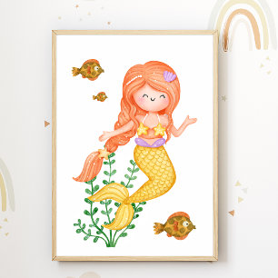 Poster de la puériculture Mermaid Ocean Kids Décor