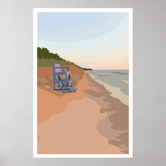 Poster de la rive du lac Michigan, 24 po x 36 po