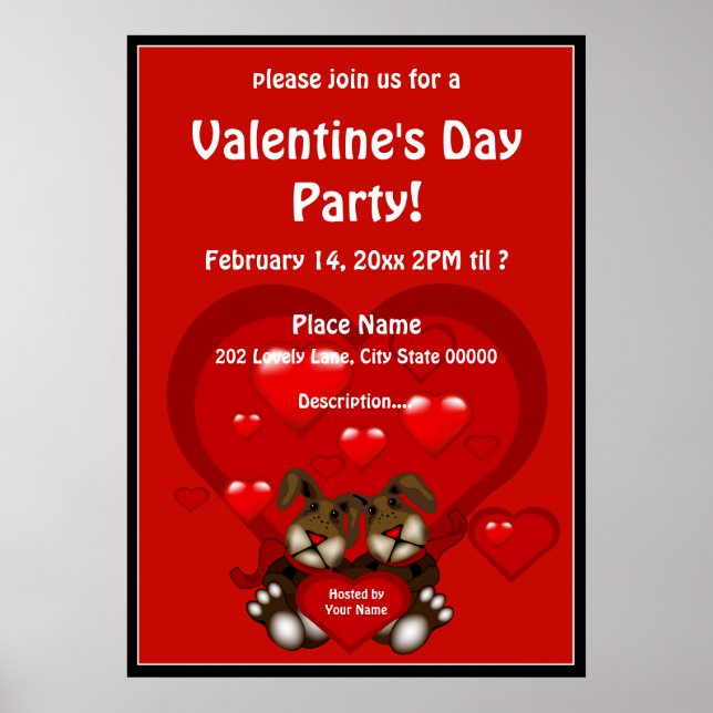 Poster de la Saint Valentin Coeur Bunnies Party (Devant)