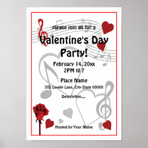 Poster de la Saint Valentin Musique Coeurs