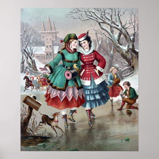 Poster de la scène de patinage sur glace victorien (Devant)