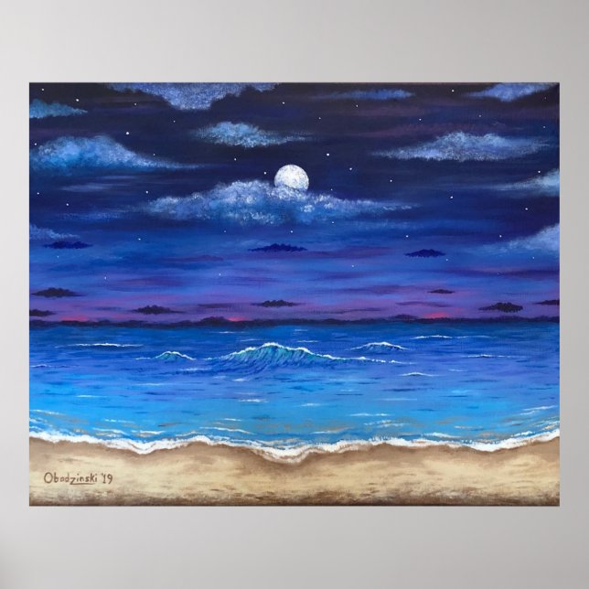 Poster de la scène de Pleine lune Beach "Ocean Moo (Devant)