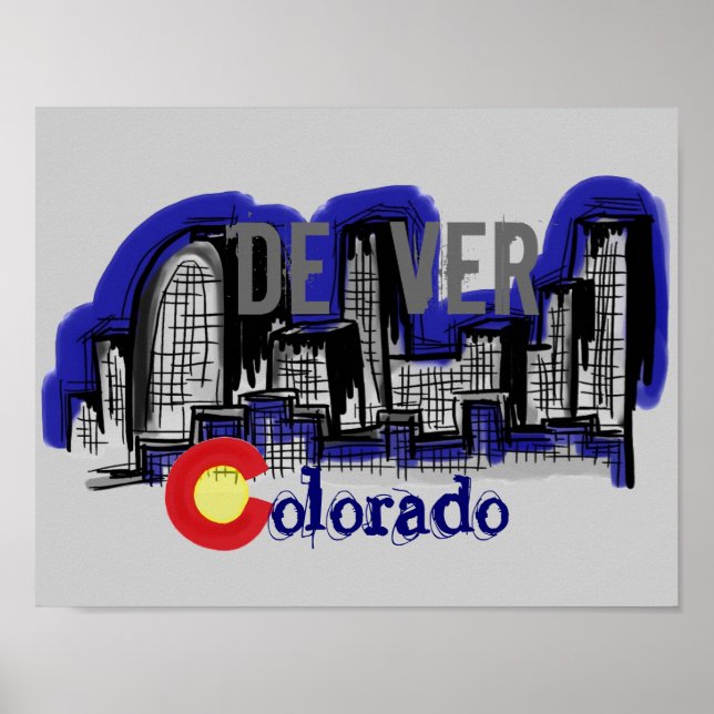 Poster de la silhouette de Denver Colorado (Devant)