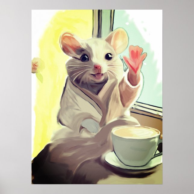 Poster de la souris du matin cosy - joli animal Ar (Devant)