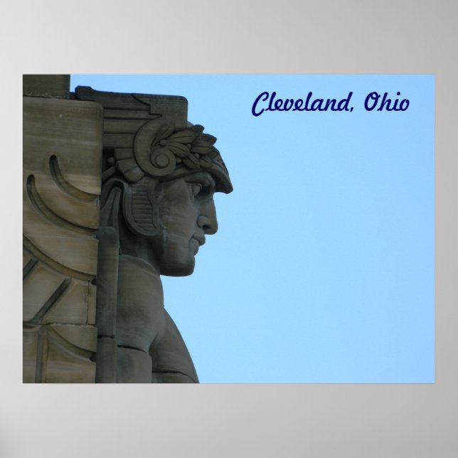 Poster de la statue de Cleveland, Ohio Art Déco Br (Devant)