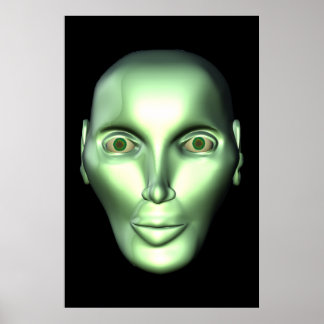 Poster de la tête d'Alien 3D noire