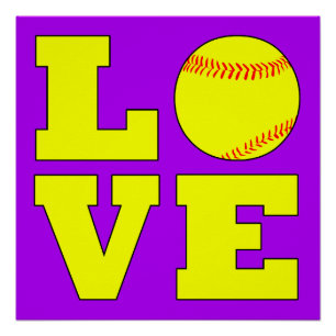 Poster de la typographie Carré de Softball Love