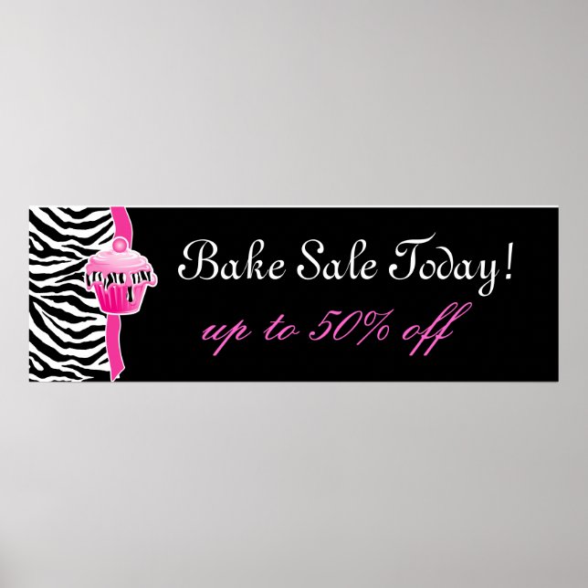 Poster de la vente de gâteau Cute Zebra Cupcake ro (Devant)