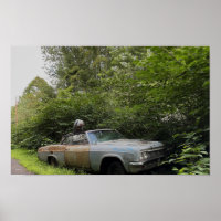 Poster de la vieille voiture abandonné