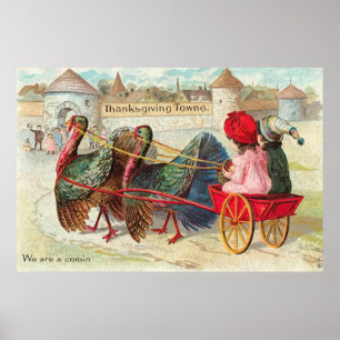 Poster de la ville de Thanksgiving vintage