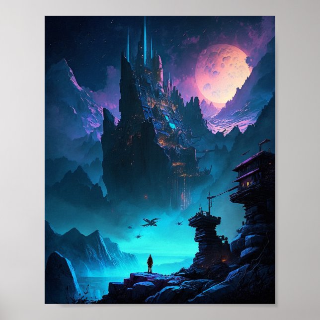 Poster de la ville futuriste de science-fiction (Devant)