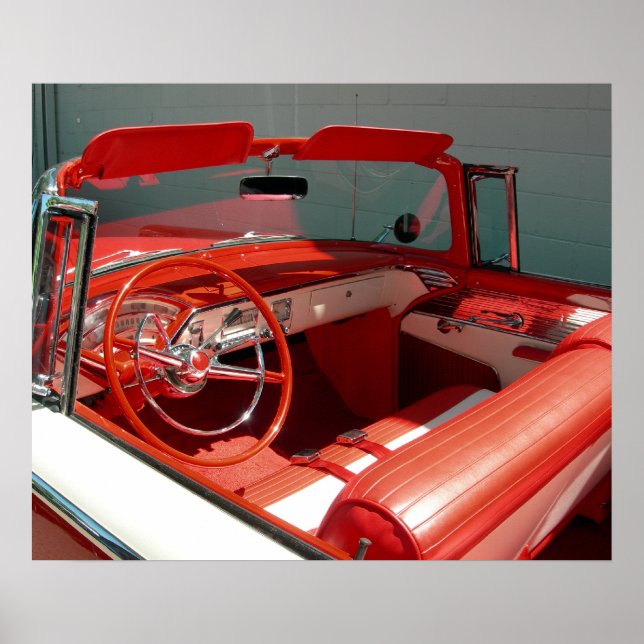 Poster de la voiture classique rouge (Devant)