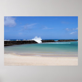 Poster de la vue pittoresque de la lagune hawaïenn
