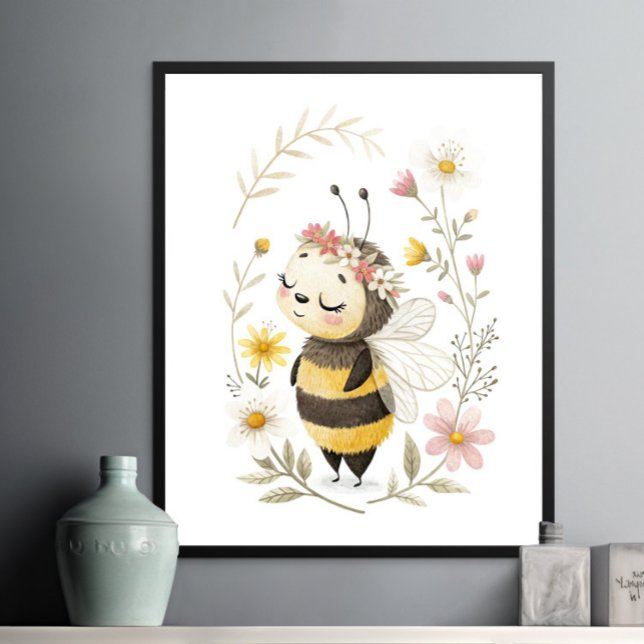 Poster de l'abeille mignonne et des fleurs (Créateur téléchargé)