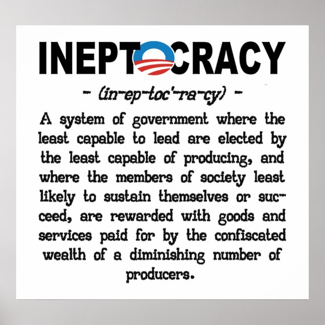 Poster de l'administration Obama sur l'ineptocrati (Devant)
