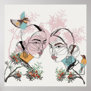 Poster de l'affiche Boho Women African Asian Line