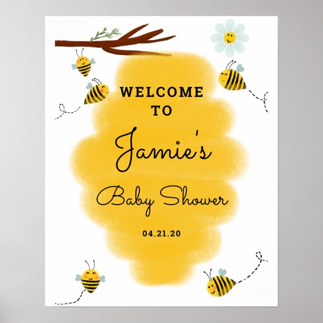 Poster de l'Affiche de bienvenue Baby shower Bumbl (Devant)