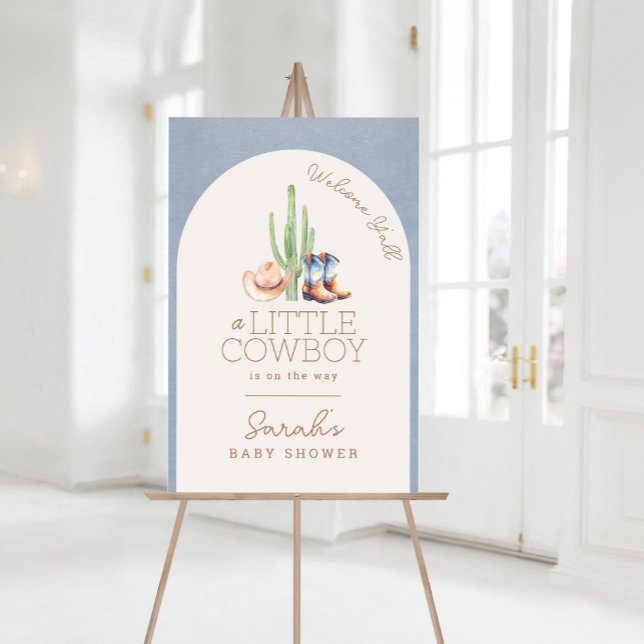 Poster de l'Affiche de bienvenue Baby shower Ouest (Little Cowboy Baby Shower Sign)