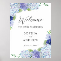 Poster de l'Affiche de bienvenue Mariage Blue Hydr