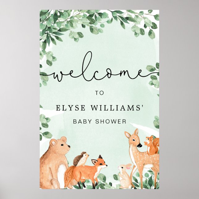 Poster de l'Affiche de bienvenue verte des animaux (Devant)