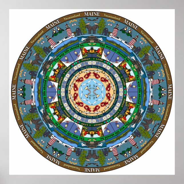 Poster de l'affiche Mandala de l'État du Maine (Devant)