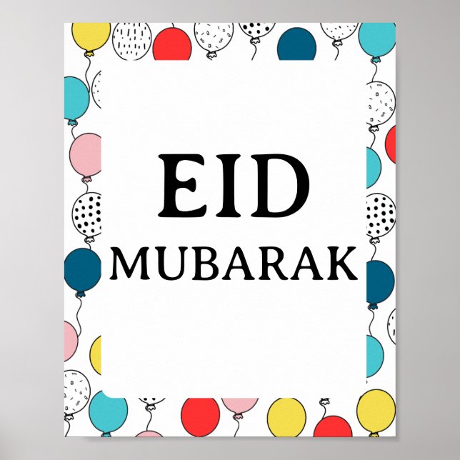 Poster de l'Aïd Moubarak, arrière - plan de ballon (Devant)