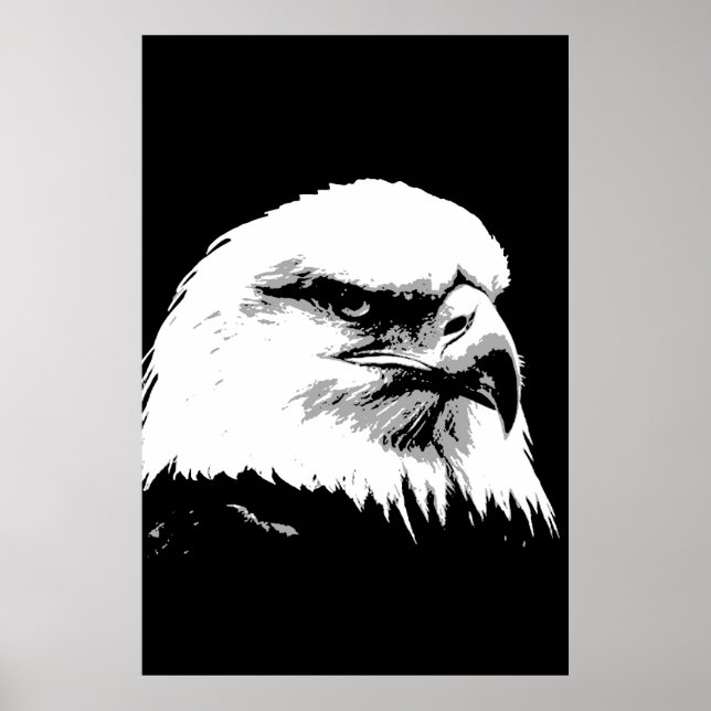 Poster de l'aigle à tête blanche BW American Impri (Devant)